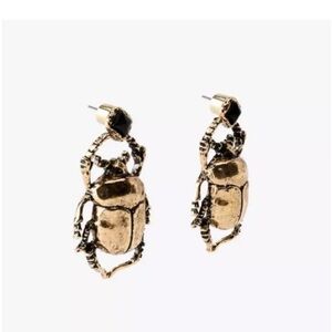 NEW. Zara Maxi Gold Beetle Earrings. NEW IN PACKAGE